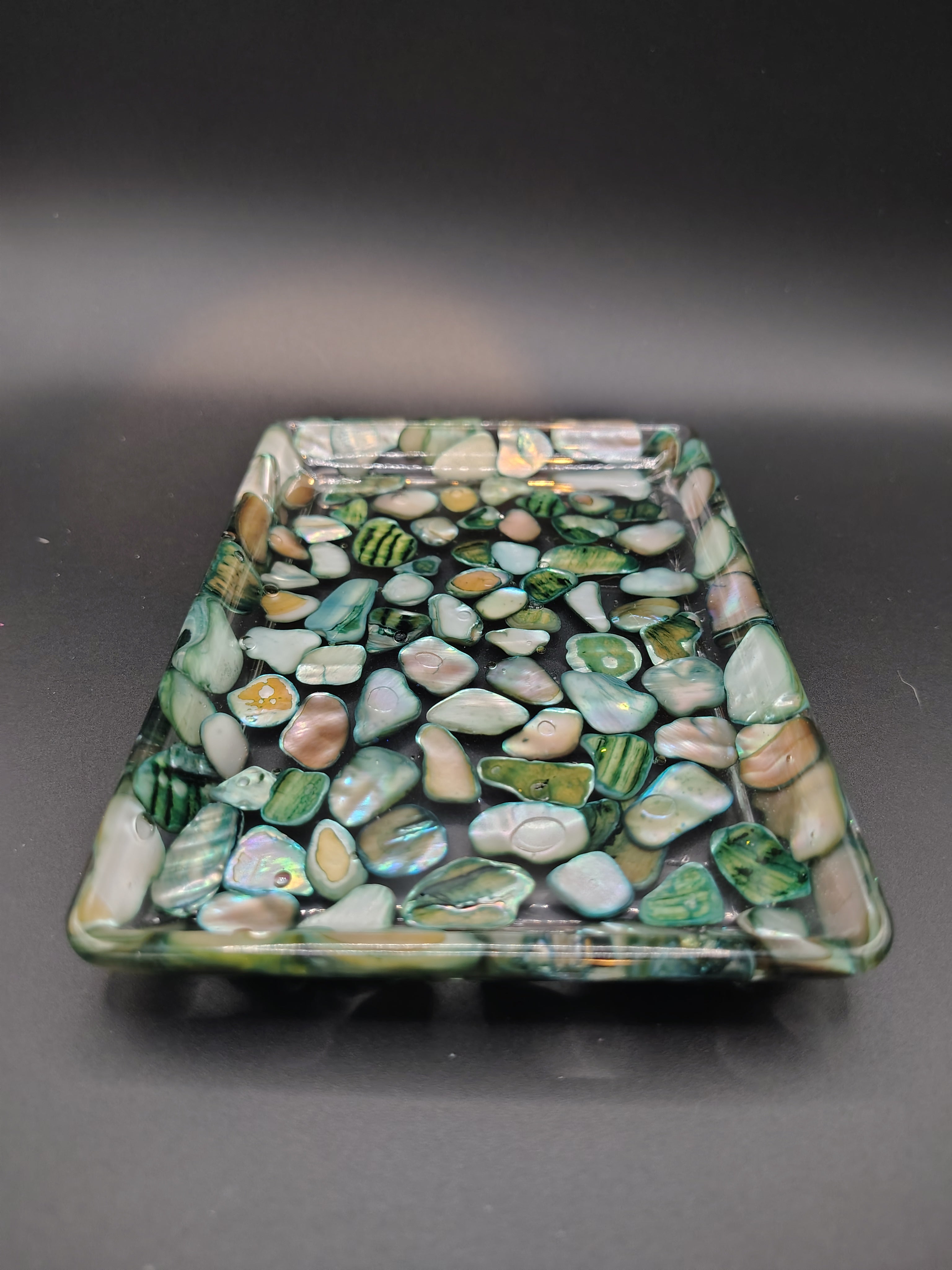 Small river stone trinket tray - angled view showing stone detail