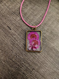 VeilBloom™ — Magenta Daisy Rectangle Pendant