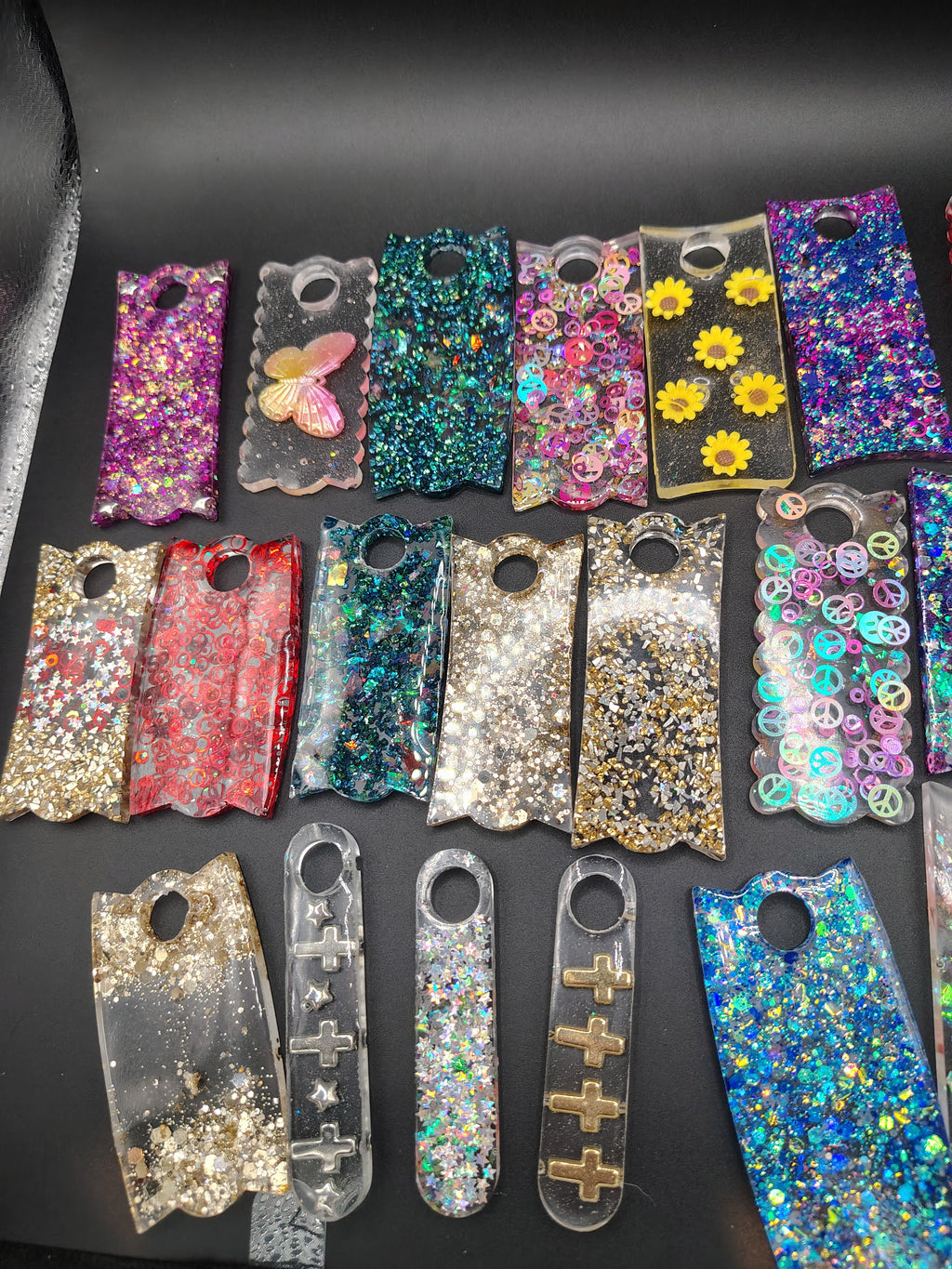 Tumbler Tags™ rectangle styles - glitter and holographic resin
