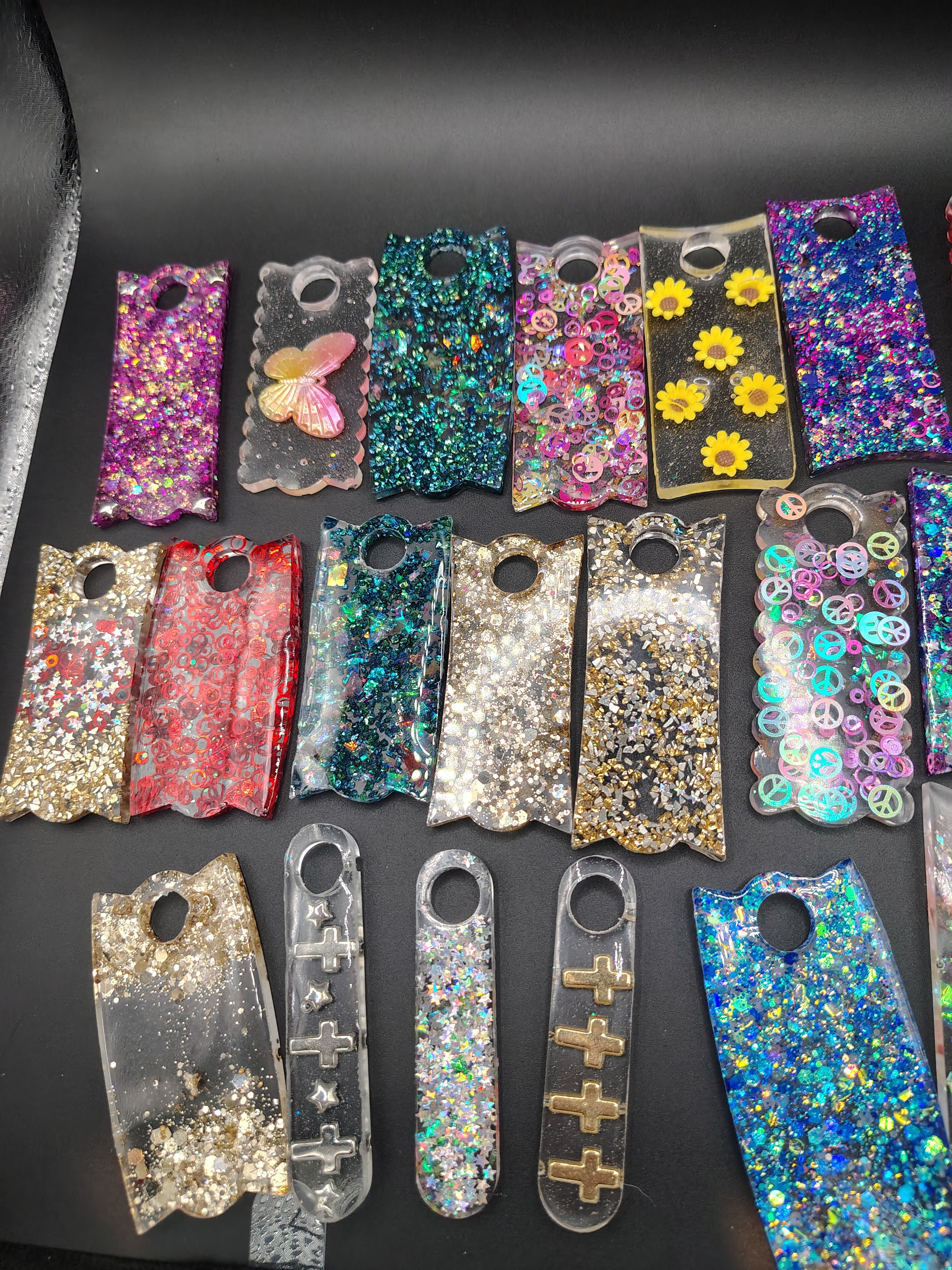 Tumbler Tags™ rectangle styles - glitter and holographic resin