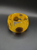 Sunflower Trinket Cup™ - clear resin bowl with pressed sunflowers side view