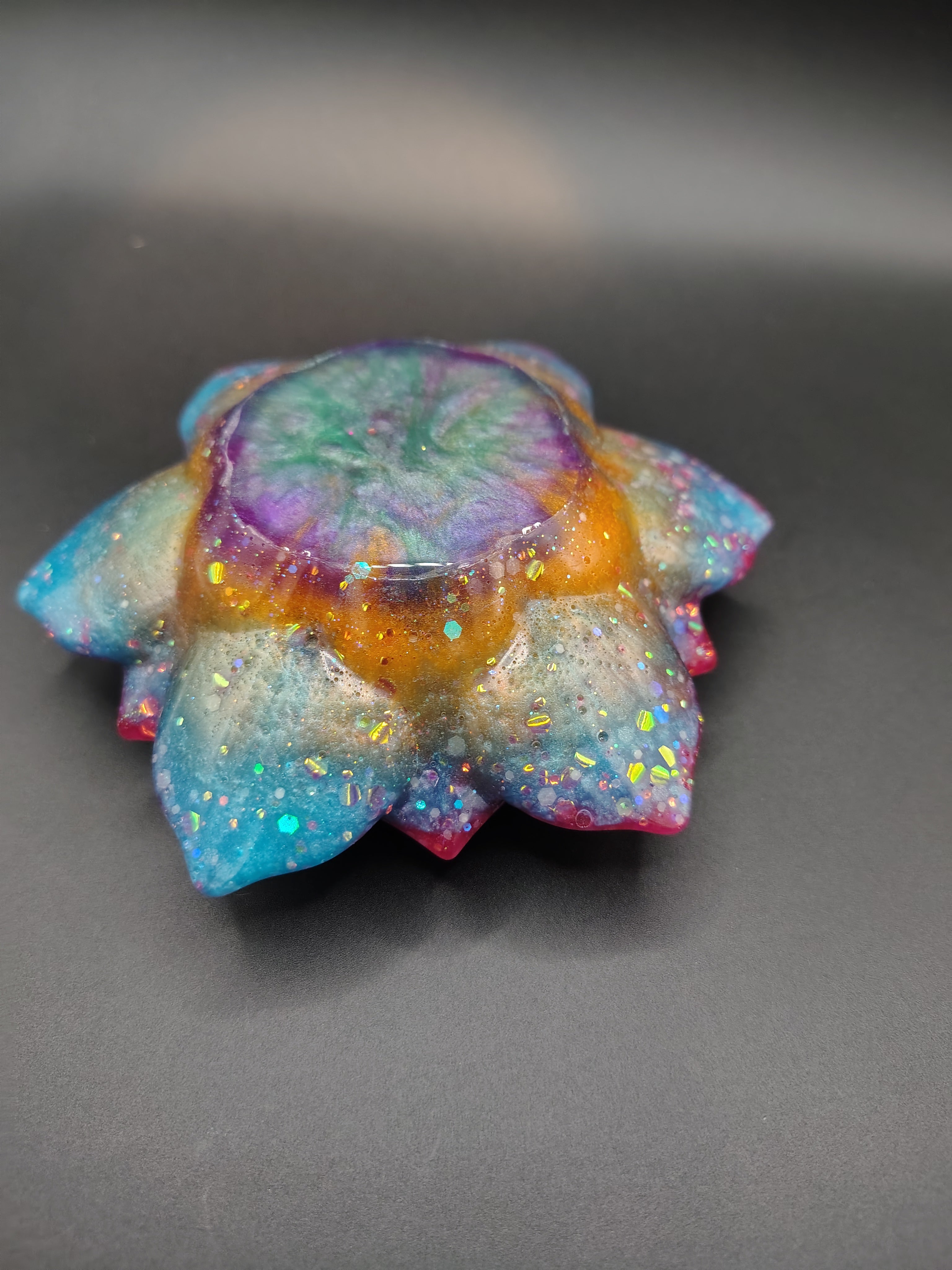 Loomlight™ Candle Holder - Lotus Flower style rainbow layers bottom view