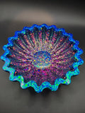 Loomlight™ Scallop Bowl - galaxy blue holographic glitter resin bowl overhead view