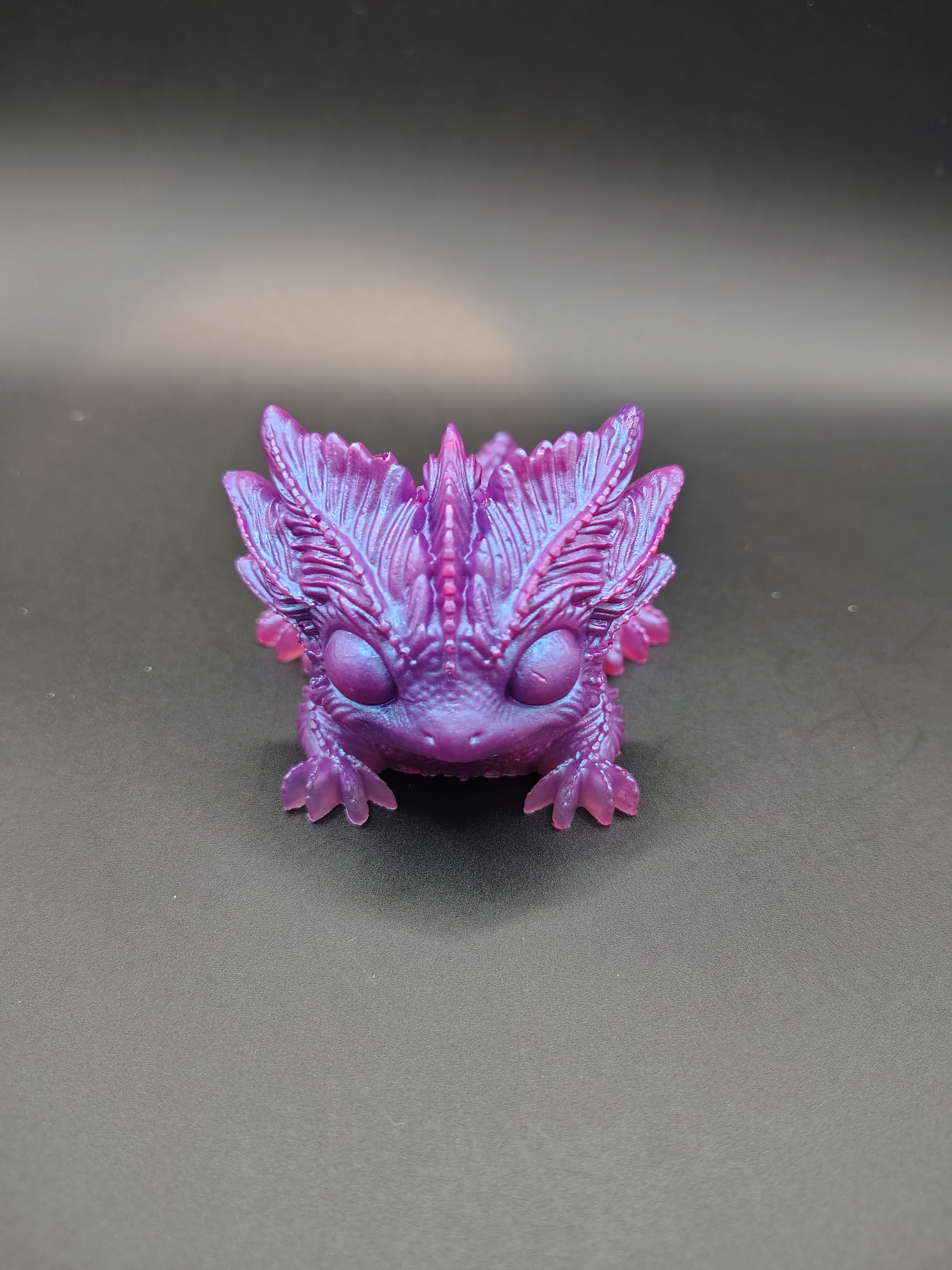 Realm Hatchlings™ - purple cosmic baby dragon figurine front view
