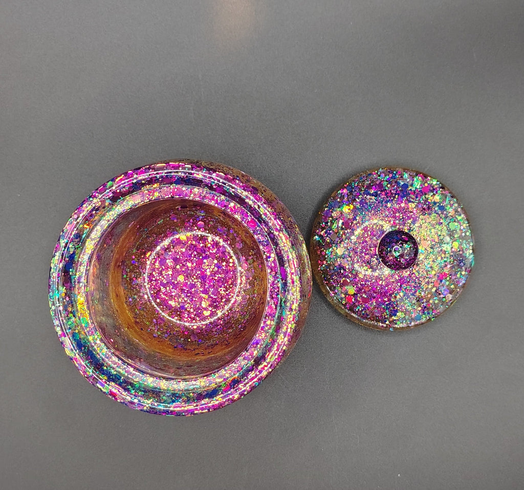 Loomlight™ Glow Jar - Galaxy Glow overhead view showing interior and lid detail