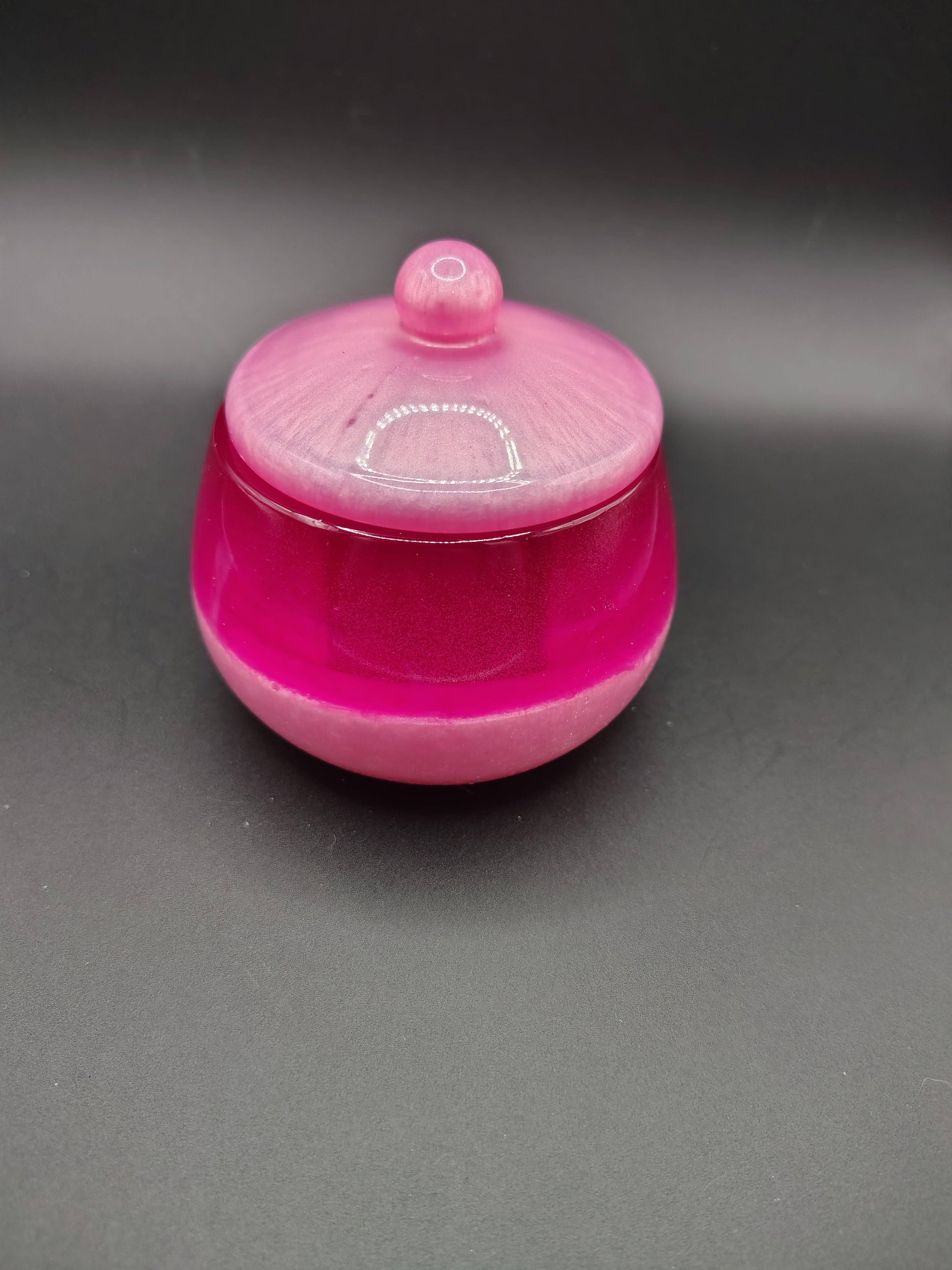 Loomlight™ Glow Jar - Pink Loomlight style with lid on hot pink pearlescent resin