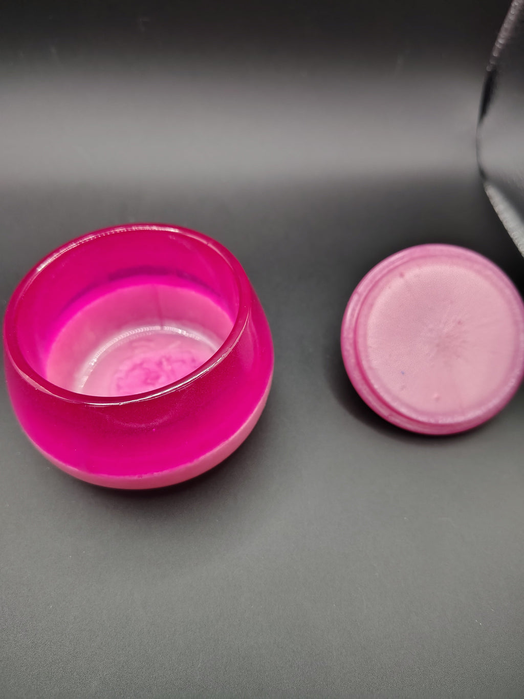 Loomlight™ Glow Jar - Pink Loomlight open showing blush interior and lid
